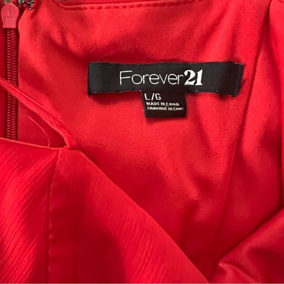 Red spaghetti strap dress with crinkle chiffon overlay - Picture 5 of 5